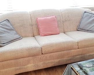 Item #20: $175.  Broyhill brand sofa. Clean upholstery. 92" long