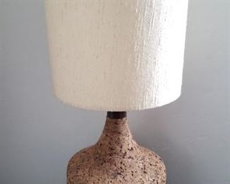 Item #43: $95. Vintage cork base lamp.  35 H"