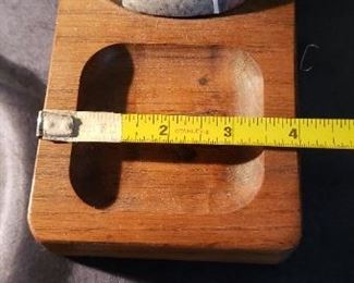 Item #64: $15. Vintage wood desk tray with duck. Appears to be handmade, see card of maker same as dresser valet tray.