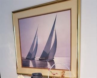 Item #86: $50. Framed sailboat print.  40 L" x 32 H" 