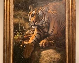 Framed oil painting - Bengal tiger.  $400