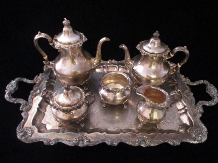 GORHAM STERLING SILVER COFFEE / TEA SET (TRAY IS S.P.)