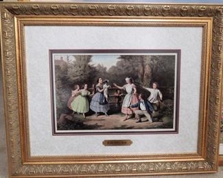 Beautifully framed 'Blind Man's Buff' by Currier and Ives