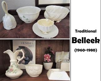 Belleek (1965-1980). Maiden Pitcher - Rathmore Vase - Aberdeen pitcher and more