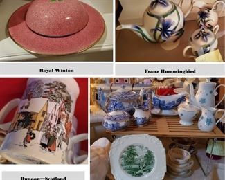 Royal Winton, Franz Humming bird Tea set, Dunoon Scotland Mugs, Blue/White set