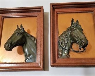Framed Horse Statue: Copper and brass 3D