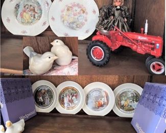 Wedgewood children's plates, Valentines plates, Farmall tractor