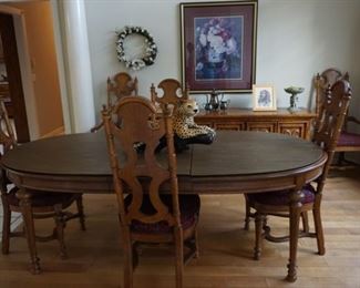 dining table with 6 chairs and leaf