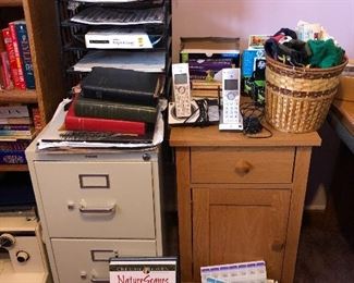 File cabinet and small cabinet with drawer. Office supplies