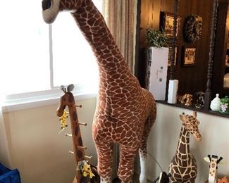 Giraffes, giraffes and more giraffes! Plush, wooden, brass and ceramic!