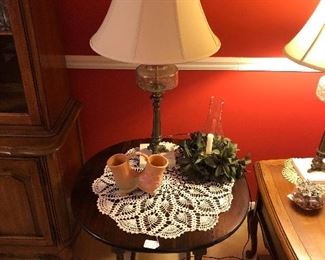 Drop leaf table, Weller vase.