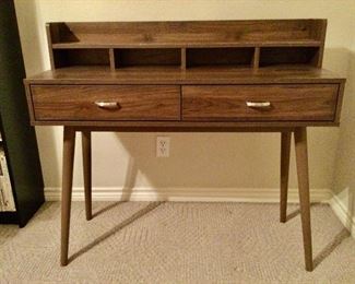 Darling MCM Style Desk  (30.5" h to top of desk, 37"h to top of back x 40"w x 15.5"d) 4 Slots and 2 Drawers:  $115.00