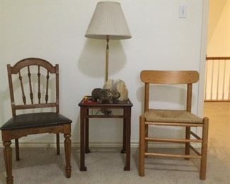 Chair On Left:  Dixie Furniture Co.:  $60.00  Chair On Right:  MCM Blonde Wood Rush Seat Chair:  $60.00