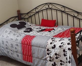 Metal & Wood Day Bed & Mickey Mouse Comforter