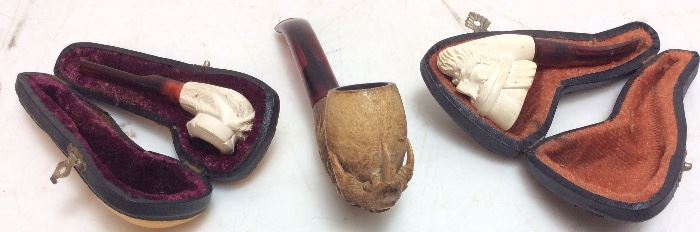 3 VINTAGE TOBACCO PIPES, 2 WITH