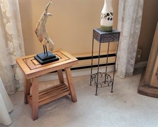 geometric benc: 18 x 16 x 12. metal stand: 25 x 7 x 7