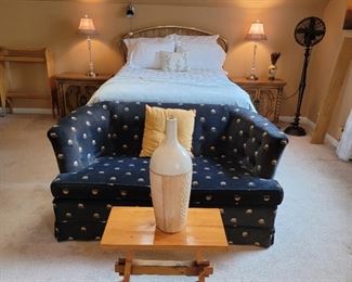 Bed: 51 x 55 (full), Loveseat: 29 x 56 x 33, trestle bench: 18 x 21 x 12