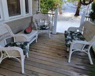 Loveseat: 36 x 52 x 27, chairs (2): 36 x 29 x 21, table: 18 x 24 x 18