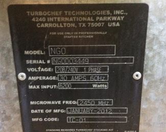 TURBOCHEF COMMERCIAL OVEN