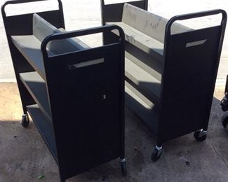 2 ROLLING BLACK SHELVES