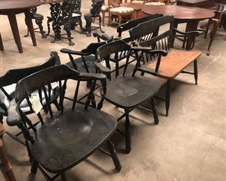 Hitchcock style benches and chairs, need cleaned up/repainted