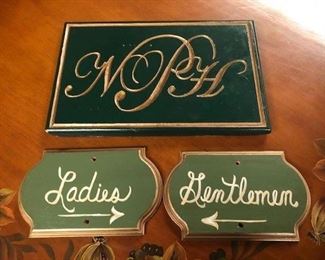 NPH sign and hand painted restroom signs
