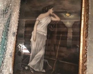 Large antique picture of a lady, this picture doesn't do it justice, frame as is