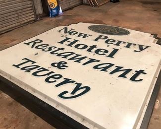 Huge sign from the New Perry Hotel