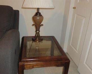 Lamp 30.00    Solid Wood End Table Glass Top  65.00 