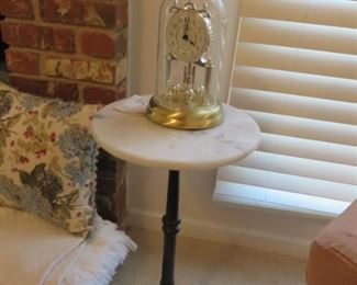 Small iron base lamp table 24" T x 14" Round Approx  40.00
