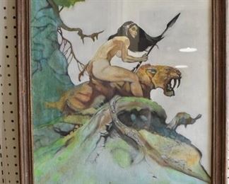 Girl From Lost World | Acrylic on Canvas | Jack Lee Stebbins 1978 | Vintage Wood Frame | 20.5" x 26.5"