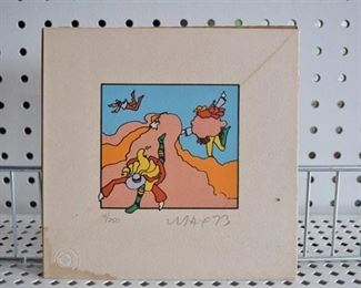 Playing in Clouds | Serigraph | Peter Max | No Frame | 7" x 7"