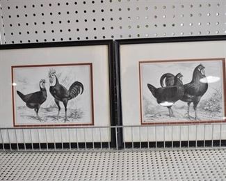 Pair Chicken | Prints | J. W. Ludlow | Black Wood Frames | 12.5" x 15"