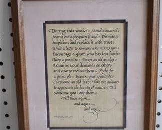 Life Lessons | Calligraphy Motto | Jettie York | Vintage Wood Frame | 9.25" x 11.25"