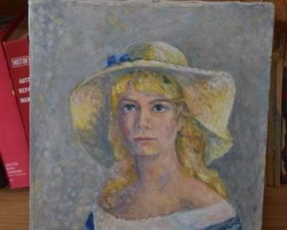 Woman in Hat | Acrylic on Canvas | Rama Webb | No Frame | 16" x 20"