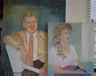 Pair of Portraits | Acrylic on Canvas | No Frame | 16" x 20", 22" x 28"