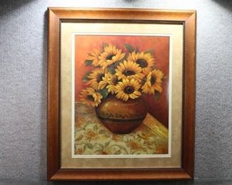 Tuscan Sunflowers in Vase | Print | Pamela Gladding | Wood Frame | 24" x 28"