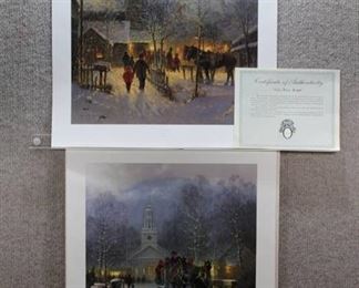 Lot of 2 Christmas in the Village, and Ties That Bind | Special Edition Art Print | G. Harvey | No Frame | 26" x 22"