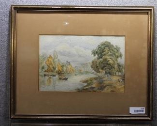 Autumn River | Watercolor | Gold Tone Wood Frames | 19.5" x 24.5"