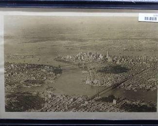 Manhattan Island New York | Photograph | Fairchild Aerial Camera Corp. | Black wood frame | 16.5" x 23.75"
