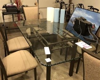Dining Room Set . Glass Tabletop. 6 chairs.