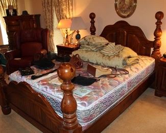 massive, rustic oak four-post queen