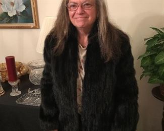 Penelope Cruz modeling a Saga mink jacket