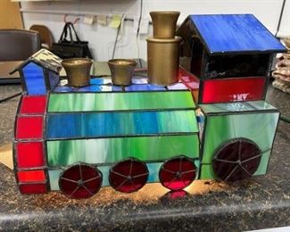 Stained Glass Train Lamp