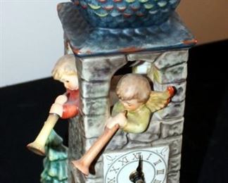 M. J. Goebel Hummel Ceramic Clock "Call To Worship" Marked GES197, 13" Tall