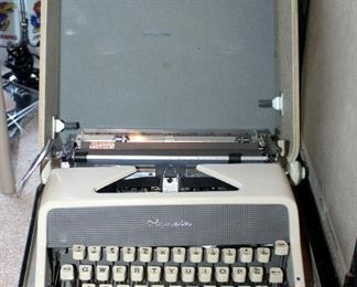 Vintage Airline All Transistor Stereophonic Portable Record Player/Stereo And Olympia Portable Manual Typewriter With Case