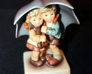 M. J. Goebel Hummel Ceramic Figures Including Large Umbrella Boy & Girl, 6" Tall & Small Umbrella Boy & Girl, Signed By Artist, Marked 634-2/0, 4.5"