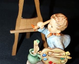 M. J. Goebel Hummel Ceramic Figure, "The Artist" Marked Number 304, 6" Tall, Includes Wood Easel