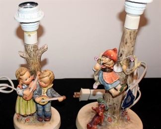 M. J. Goebel Hummel Ceramic Candlestick Lamps, Qty 2, #44B - 12.5" Tall And #1935 - 10.75" Tall