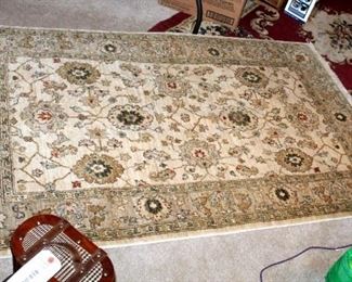 Floral Motif Area Rug, 80.5"' x 59.5", And Transitional Style Area Rug With Fringe Detail, 73" x 45"